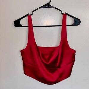 Gianni Bini Red Satin Crop Top